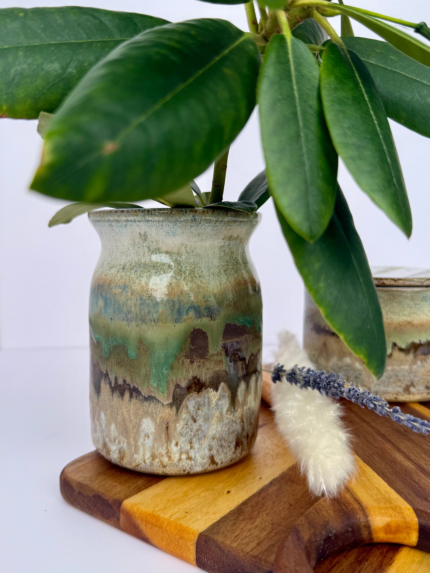 Franz. Butterglocke & Vase „Smaragd Teal“
